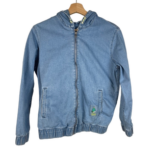 Zara boys / kids denim jean jacket hooded bomber with zipper size 11-12 years